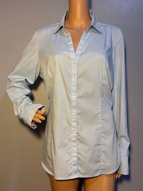 Express Light Blue Button-Down Shirt w/ Silver Cuff Accents